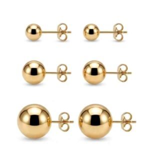 Kit 3 Pares De Brinco Bolinha Banhado Ouro 18k Antialérgico