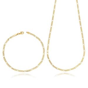Conjunto Masculino Corrente + Pulseira 3x1 2,5mm Folheado a Ouro.